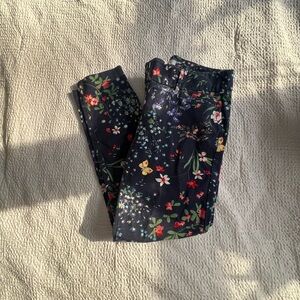 New York & Company Blue and Black Cropped Floral Pixie Pants